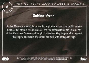 2022 Topps Online Star Wars: The Galaxy’s Most Powerful Women #6 Sabine Wren Back