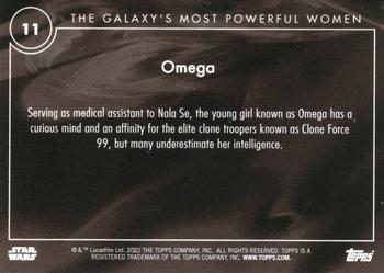 2022 Topps Online Star Wars: The Galaxy’s Most Powerful Women #11 Omega Back