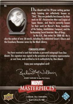 2008 Upper Deck Marvel Masterpieces 3 - Writer Autographs #DA Dan Abnett Back