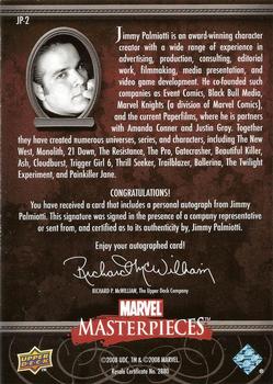 2008 Upper Deck Marvel Masterpieces 3 - Writer Autographs #JP-2 Jimmy Palmiotti Back