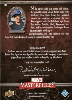 2008 Upper Deck Marvel Masterpieces 3 - Writer Autographs #MB Mike Baron Back