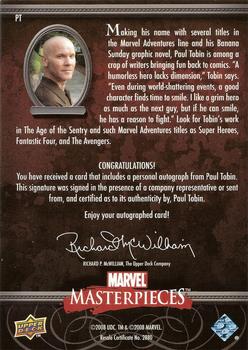 2008 Upper Deck Marvel Masterpieces 3 - Writer Autographs #PT Paul Tobin Back