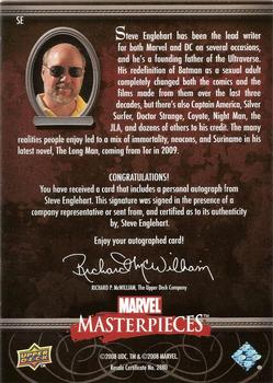 2008 Upper Deck Marvel Masterpieces 3 - Writer Autographs #SE Steve Englehart Back