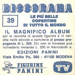 1981 Panini Discorama #39 Gli Alunni del Sole Back