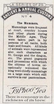 1924 Ty-phoo Tea Ancient & Annual Customs #4 The Mummers Back
