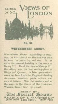 1925 Spinet House Views of London (Small) #38 Westminster Abbey Back