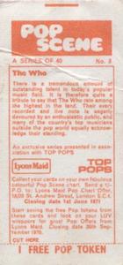 1970 Lyons Maid Pop Scene #3 The Who Back