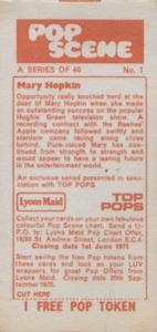 1970 Lyons Maid Pop Scene #7 Mary Hopkin Back