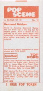 1970 Lyons Maid Pop Scene #12 Desmond Dekker Back