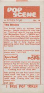 1970 Lyons Maid Pop Scene #14 The Hollies Back