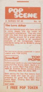1970 Lyons Maid Pop Scene #18 The Love Affair Back