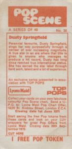1970 Lyons Maid Pop Scene #30 Dusty Springfield Back