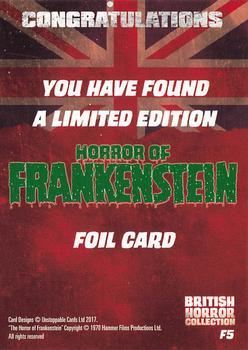 2017 Unstoppable British Horror Collection - Foil #F5 Horror of Frankenstein Back