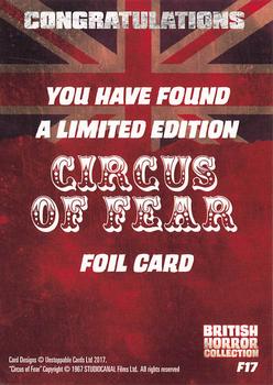 2017 Unstoppable British Horror Collection - Foil #F17 Circus of Fear Back