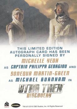 2022 Rittenhouse Star Trek: Discovery Season Three - Dual Autographs #NNO Sonequa Martin-Green  / Michelle Yeoh Back