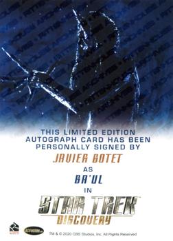 2022 Rittenhouse Star Trek: Discovery Season Three - Autographs (Full Bleed Design) #NNO Javier Botet Back