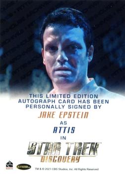2022 Rittenhouse Star Trek: Discovery Season Three - Autographs (Full Bleed Design) #NNO Jake Epstein Back