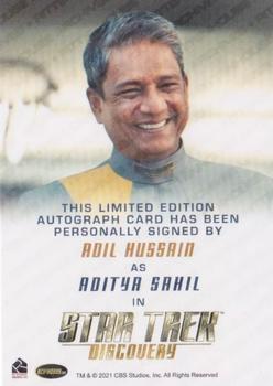 2022 Rittenhouse Star Trek: Discovery Season Three - Autographs (Full Bleed Design) #NNO Adil Hussain Back