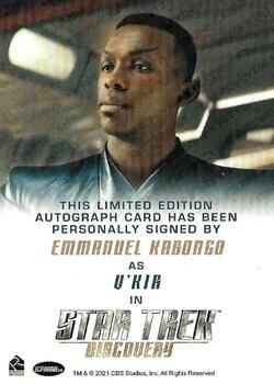 2022 Rittenhouse Star Trek: Discovery Season Three - Autographs (Full Bleed Design) #NNO Emmanuel Kabongo Back