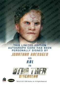 2022 Rittenhouse Star Trek: Discovery Season Three - Autographs (Full Bleed Design) #NNO Jonathan Koensgen Back