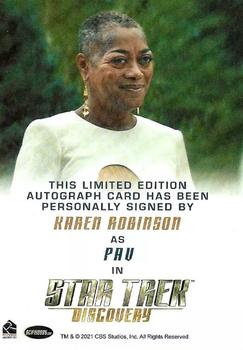 2022 Rittenhouse Star Trek: Discovery Season Three - Autographs (Full Bleed Design) #NNO Karen Robinson Back