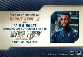 2022 Rittenhouse Star Trek: Discovery Season Three - Autographed Relics #NNO Ronnie Rowe Jr. Back