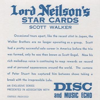 1968 Lord Neilson's Star Cards #NNO Scott Walker Back