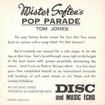 1968 Mister Softee's Pop Parade #NNO Tom Jones Back