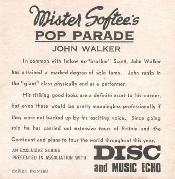 1968 Mister Softee's Pop Parade #NNO John Walker Back