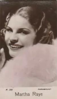 1938 C & T Bridgewater Film Stars (6th Series) #F.39 Martha Raye Front