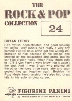 1980 Panini Rock & Pop Collection Stickers #24 Bryan Ferry Back