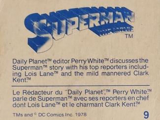 1978 Weston Bakeries Superman: The Movie #9 Daily Planet Editor Perry White Back