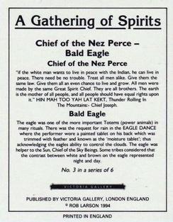1994 Victoria Gallery A Gathering of Spirits #3 Chief of the Nez Perce - Bald Eagle Back