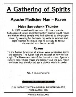 1994 Victoria Gallery A Gathering of Spirits #1P Apache Medicine Man - Raven - Promo Back