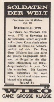 1969 Wiko Soldaten Der Welt (Soldiers of the World) #10 Osterreich (1793) Back