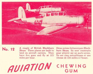 1940 World Wide Gum Aviation Chewing Gum (V401) #12 Blackburn Skuas    Front