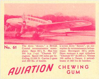 1940 World Wide Gum Aviation Chewing Gum (V401) #61 Avro Anson Front