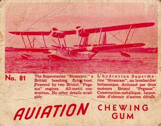 1940 World Wide Gum Aviation Chewing Gum (V401) #81 Supermarine Stranraer Front