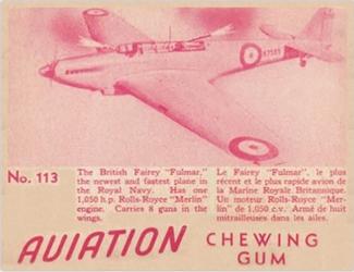 1940 World Wide Gum Aviation Chewing Gum (V401) #113 Fairey Fulmar Front