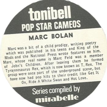 1972 Tonibell Pop Star Cameos #NNO Marc Bolan Back