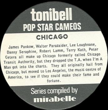 1972 Tonibell Pop Star Cameos #NNO Chicago Back