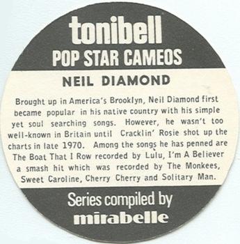 1972 Tonibell Pop Star Cameos #NNO Neil Diamond Back