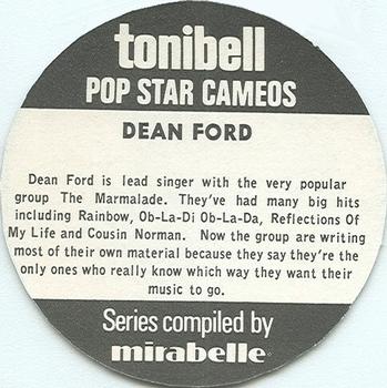 1972 Tonibell Pop Star Cameos #NNO Dean Ford Back