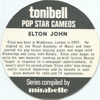 1972 Tonibell Pop Star Cameos #NNO Elton John Back