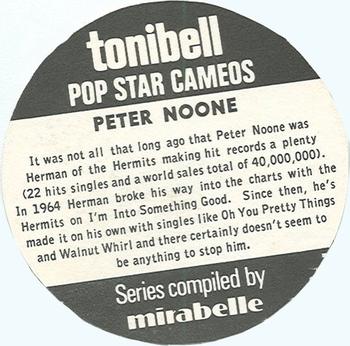 1972 Tonibell Pop Star Cameos #NNO Peter Noone Back