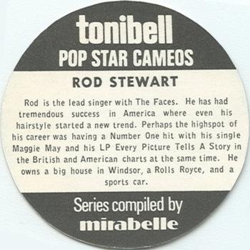 1972 Tonibell Pop Star Cameos #NNO Rod Stewart Back