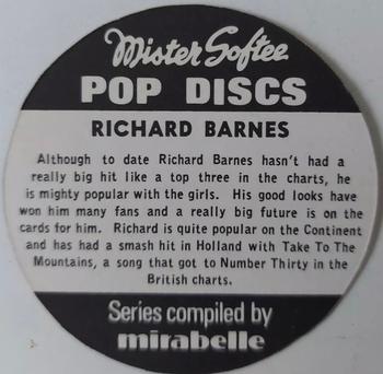 1972 Mister Softee Pop Discs #NNO Richard Barnes Back
