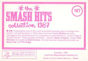 1987 Panini The Smash Hits Collection (UK) #167 U2 Back
