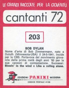1972 Panini Cantanti #203 Bob Dylan Back