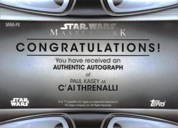 2021 Topps Star Wars Masterwork - Autographs #MWA-PK Paul Kasey Back